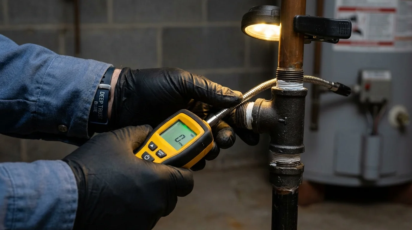 Gas leak detection with electronic sniffer by Johns Plumbing LLC in Whitewater