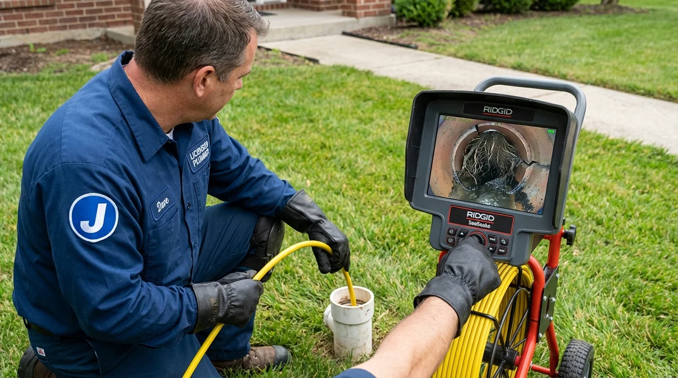 Sewer camera inspection being performed by Johns Plumbing LLC in Whitewater